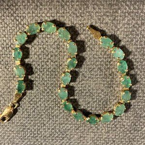 5.25 TCW Genuine Emerald Tennis Bracelet 10K yellow gold